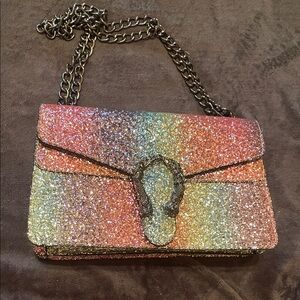 Multicolor Glitter Chain Shoulder Bag